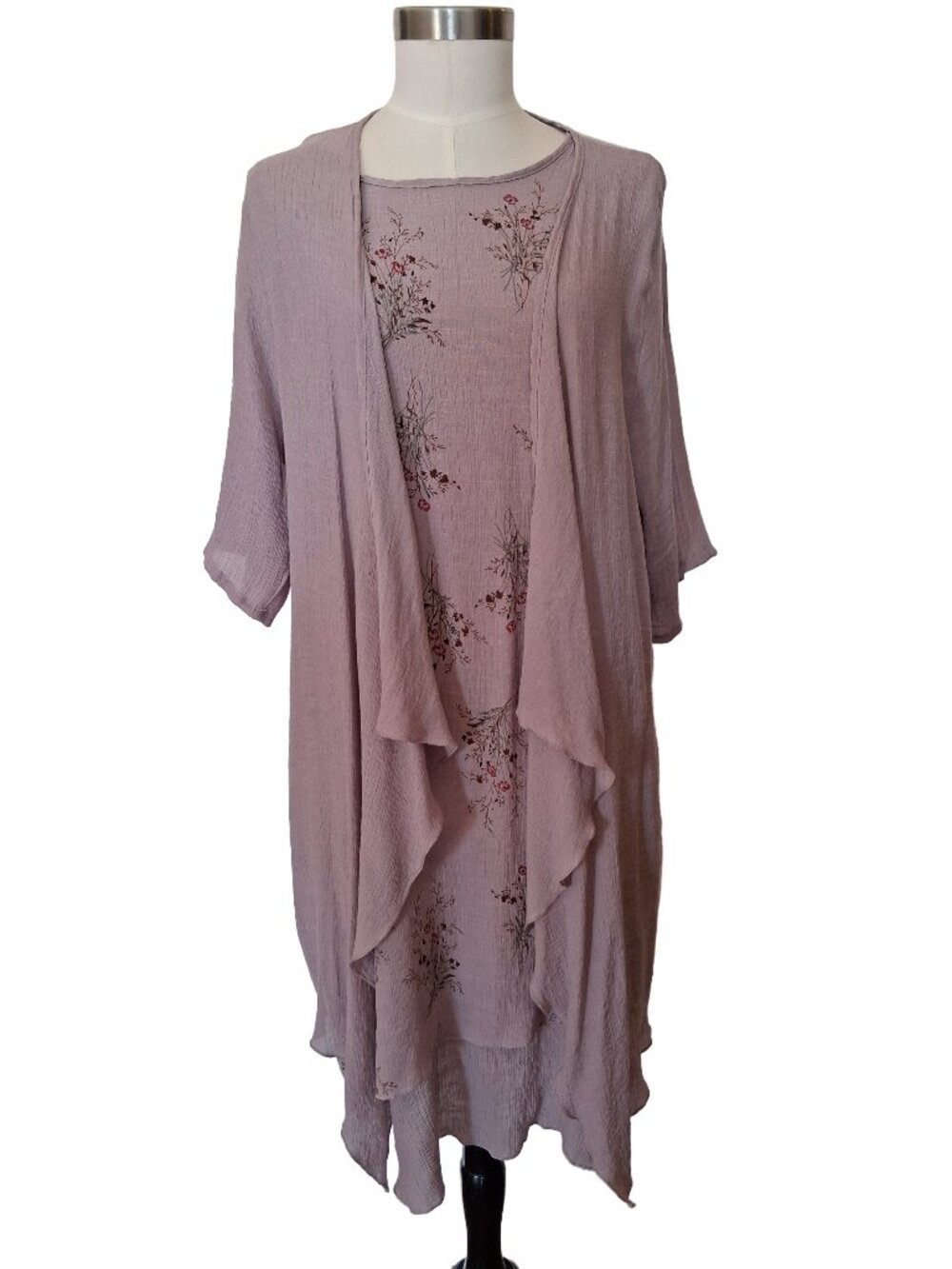 Model France 2 Pc Dusty Lilac Sleeveless Dress & Waterfall Front Jacket XL